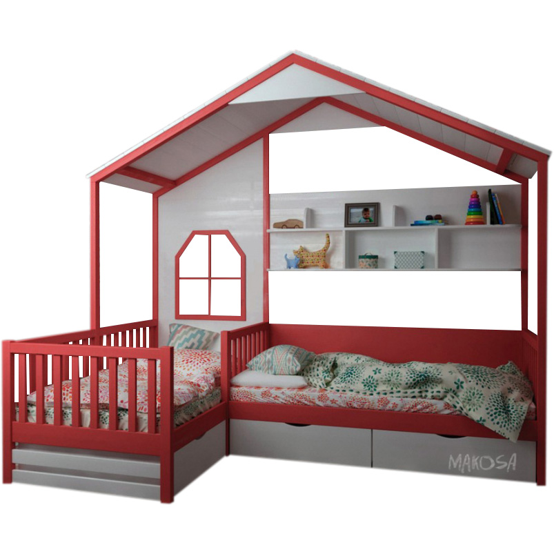 Детская кровать домик для двоих детей Корнер купить в интернет-магазинеМагсэйл - 56905 руб.