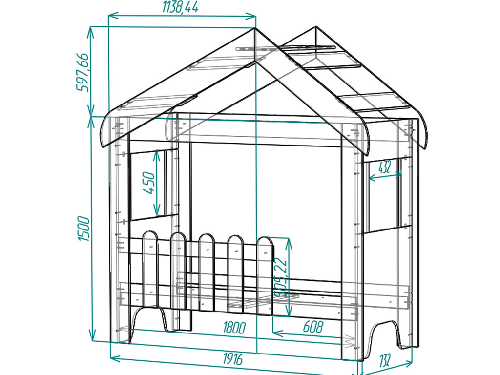 Детская кровать домик размеры