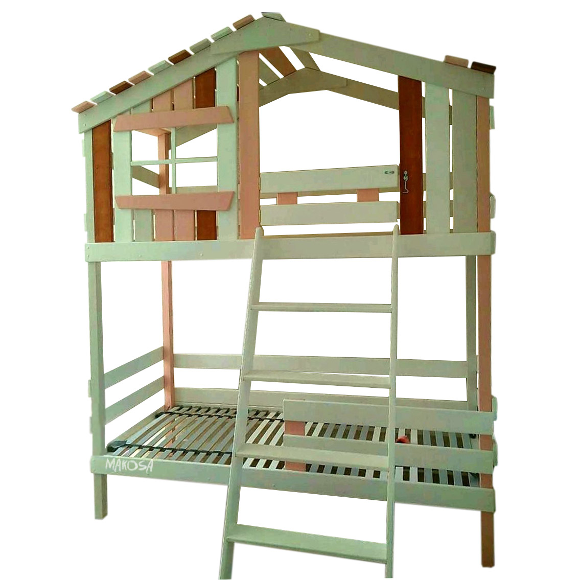 Двухъярусная кровать-домик из массива Куба купить в интернет-магазине ...