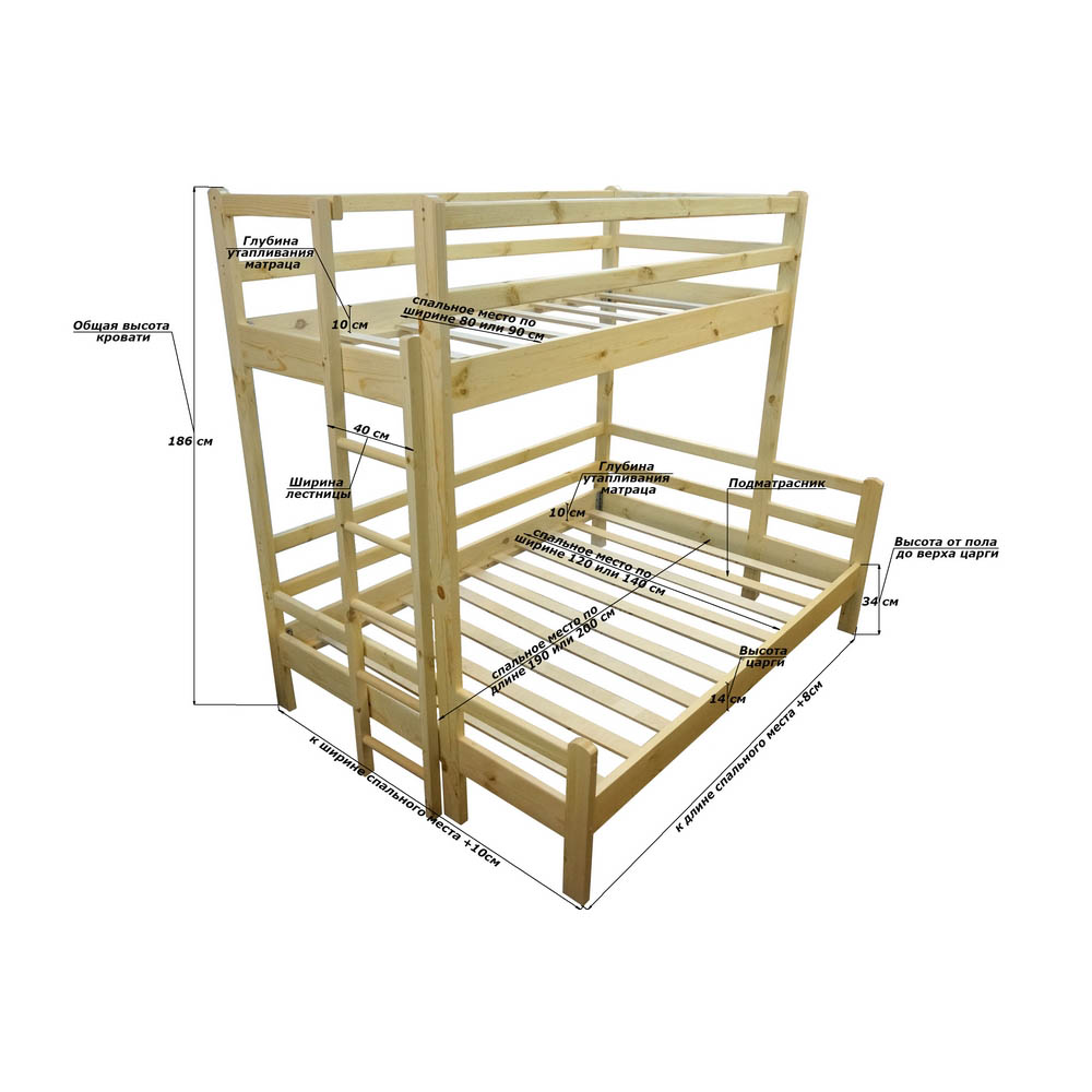 Высота 2х ярусной кровати