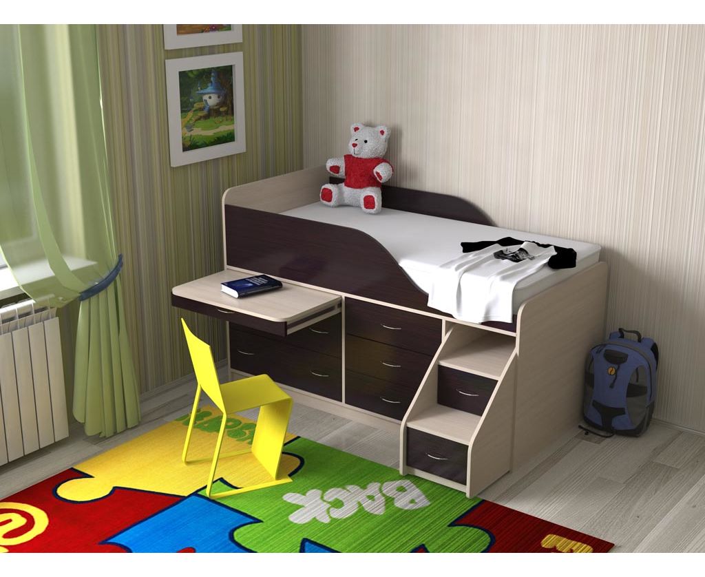 кровать детская от 3 лет с ящиками и столом