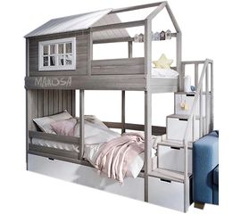 Двухъярусная кровать-домик из массива №11 Амба, КОД:MS1019, images №1, magsale.ru