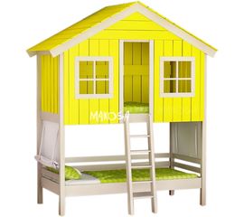 Двухъярусная кровать-домик из сосны Бергамо, КОД:MSK019, images №1, magsale.ru