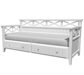 Кровать-тахта из массива сосны с ящиками Бретань Бланш, КОД:MSP015, images №1, magsale.ru