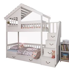 Двухъярусная кровать-домик из массива №76 Аляска-2​, КОД:FMS0912, images №1, magsale.ru