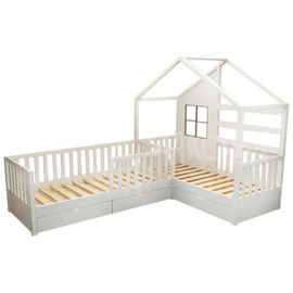 Угловая кровать домик для двоих детей Бонифаций, КОД:MS0916, images №1, magsale.ru