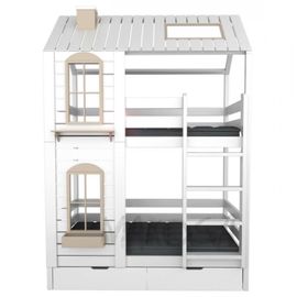 Двухъярусная кровать-домик из массива №32 Екатерина, КОД:MS0917, images №1, magsale.ru