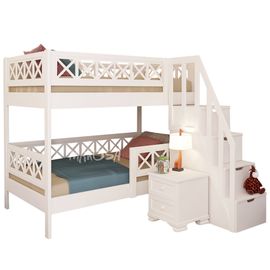 Двухъярусная кровать из массива Экс-Прованс (лестница Артек), КОД:MS77777, images №1, magsale.ru