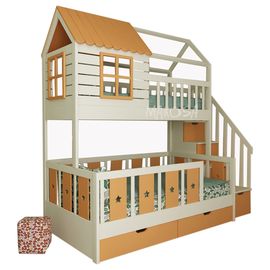 Двухъярусная кровать-домик из массива Джанни, КОД:MS0926, images №1, magsale.ru