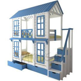 Двухъярусная кровать домик из дерева Оле-Лукойе, КОД:MS0932, images №1, magsale.ru