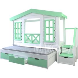 Кровать-домик выдвижная из массива Туапсе, КОД:MS0906, images №1, magsale.ru