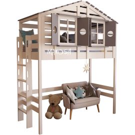 Кровать-чердак из массива сосны Аляска, КОД:MS0907, images №1, magsale.ru