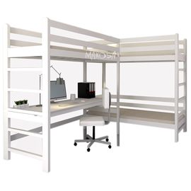 Угловая трехъярусная кровать со столом Бригантина-3, КОД:MS0967, images №1, magsale.ru