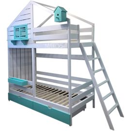 Двухъярусная кровать-домик из дерева №72 IKAR, КОД:FMS454, images №1, magsale.ru