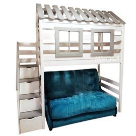 Кровать-чердак домик из массива сосны Мишутка, КОД:MS0974, images №1, magsale.ru