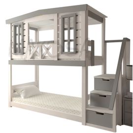 Двухъярусная кровать домик из массива Оушен, КОД:MS0935, images №1, magsale.ru