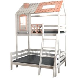 Двухъярусная кровать-домик из массива Рассвет, КОД:MS0948, images №1, magsale.ru