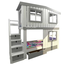 Двухъярусная кровать-домик из массива Яхтклуб-3, КОД:MS0985, images №1, magsale.ru