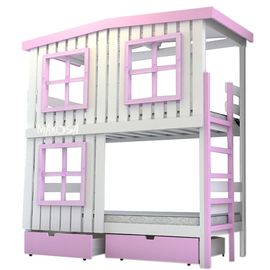 Двухъярусная кровать-домик из массива Яхтклуб-4, КОД:MS0986, images №1, magsale.ru