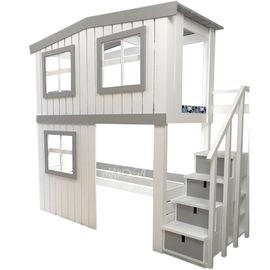 Кровать-чердак из массива Домик Байкал, КОД:MS0991, images №1, magsale.ru