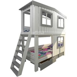 Двухъярусная кровать-домик из массива Валетта, КОД:MS0990, images №1, magsale.ru