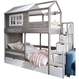 Двухъярусная кровать-домик из массива №11 Амба, КОД:MS1019, images №1, magsale.ru
