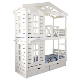 Двухъярусная кровать-домик из дерева №86 Ассоль, КОД:FMS1044, images №1, magsale.ru