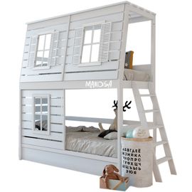 Двухъярусная кровать-домик из массива №66 Ницца, КОД:FMS450, images №1, magsale.ru