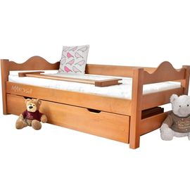 Детская раздвижная кровать из массива с бортиком Сильфида-2, КОД:MS1025, images №1, magsale.ru