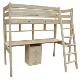 Кровать-чердак с рабочей зоной из массива сосны Вудсток, КОД:MS1016, images №1, magsale.ru