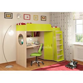 Кровать чердак с рабочей зоной Легенда-4.1 (80х180 см), КОД:LG112, images №1, magsale.ru