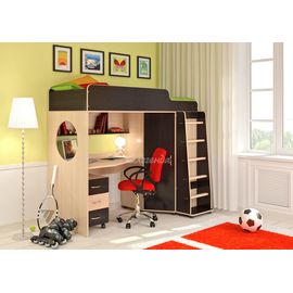 Кровать чердак с рабочей зоной Легенда-4.2 (80х180), КОД:LG113, images №1, magsale.ru