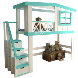 Кровать-чердак из массива сосны Леонардо, КОД:MS8899, images №1, magsale.ru