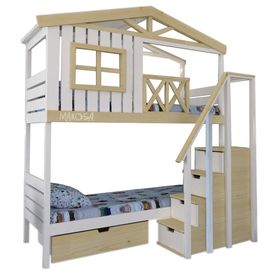Двухъярусная кровать-домик из массива Пеликан, КОД:MS8908, images №1, magsale.ru