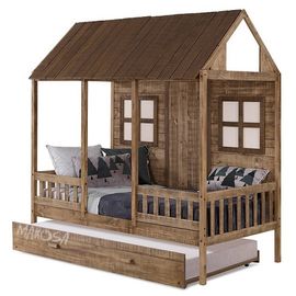Детская раздвижная кровать-домик из массива Ранчо-3, КОД:MS8911, images №1, magsale.ru