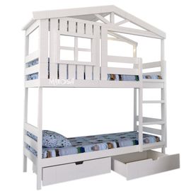 Двухъярусная кровать-домик из массива Цейлон, КОД:MS8918, images №1, magsale.ru