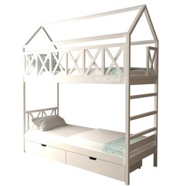 Двухъярусная кровать-домик из массива Прованс Турандот, КОД:MS8919, images №1, magsale.ru