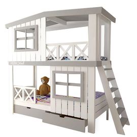 Двухъярусная кровать-домик из массива №16 Яхтклуб-2, КОД:MS8922, images №1, magsale.ru