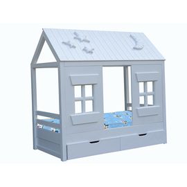 Детская кровать из сосны Домик №2 с окнами, КОД:VMK306, images №1, magsale.ru