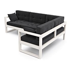Диван Астер Угловой Textile Белый Black, КОД:АНД222856, images №1, magsale.ru