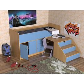 Детская кровать-чердак Кузя-2 с рабочей зоной, КОД:SL431, images №1, magsale.ru