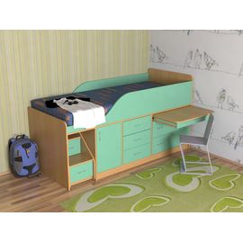 Детская кровать-чердак со столом Кузя-4, КОД:SL436, images №1, magsale.ru
