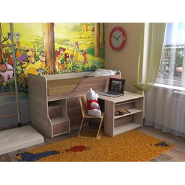 Детская кровать-чердак со столом Кузя-5 Мини, КОД:SL439, images №1, magsale.ru