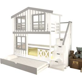 Двухъярусная выдвижная кровать массива Домик Детства №12, КОД:DD312, images №1, magsale.ru