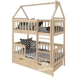 Двухъярусная кровать из массива сосны Домик Детства №19, КОД:DD319, images №1, magsale.ru