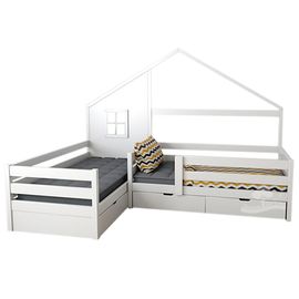 Угловая кровать из массива Домик Детства №22, КОД: DD322, images №1, magsale.ru