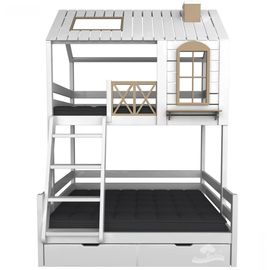 Двухъярусная кровать из массива сосны Домик Детства №38, КОД:DD338, images №1, magsale.ru