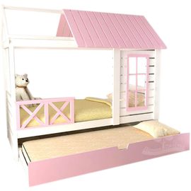 Выдвижная кровать из массива сосны Домик Детства №41, КОД:DD341, images №1, magsale.ru