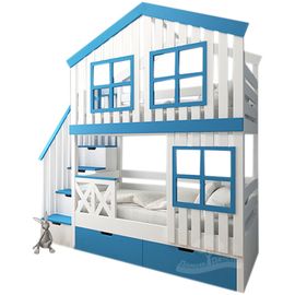 Двухъярусная кровать из массива Домик Детства №46, КОД:DD346, images №1, magsale.ru