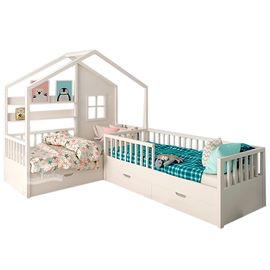 Угловая кровать из массива Домик Детства №49, КОД: DD349, images №1, magsale.ru